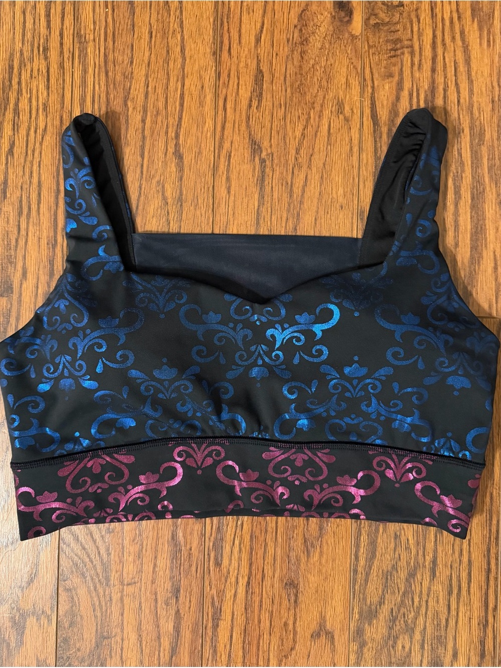 Crowned Athletics Snow Sister Sports Bra XL Blue & Pink Foil Disney Inspired EUC